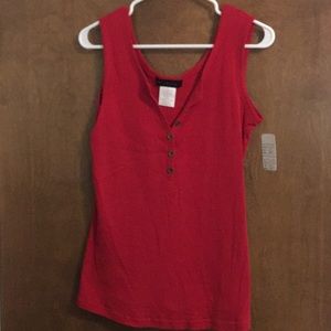 Red button down maternity tank